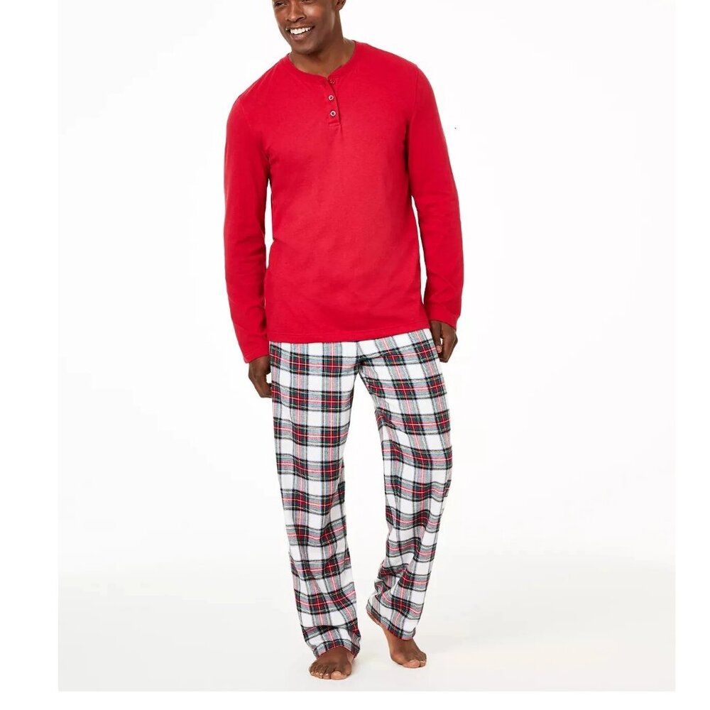 Family Pajamas Men's 2-Piece Pajama Set, Stewart Plaid Multi, Medium